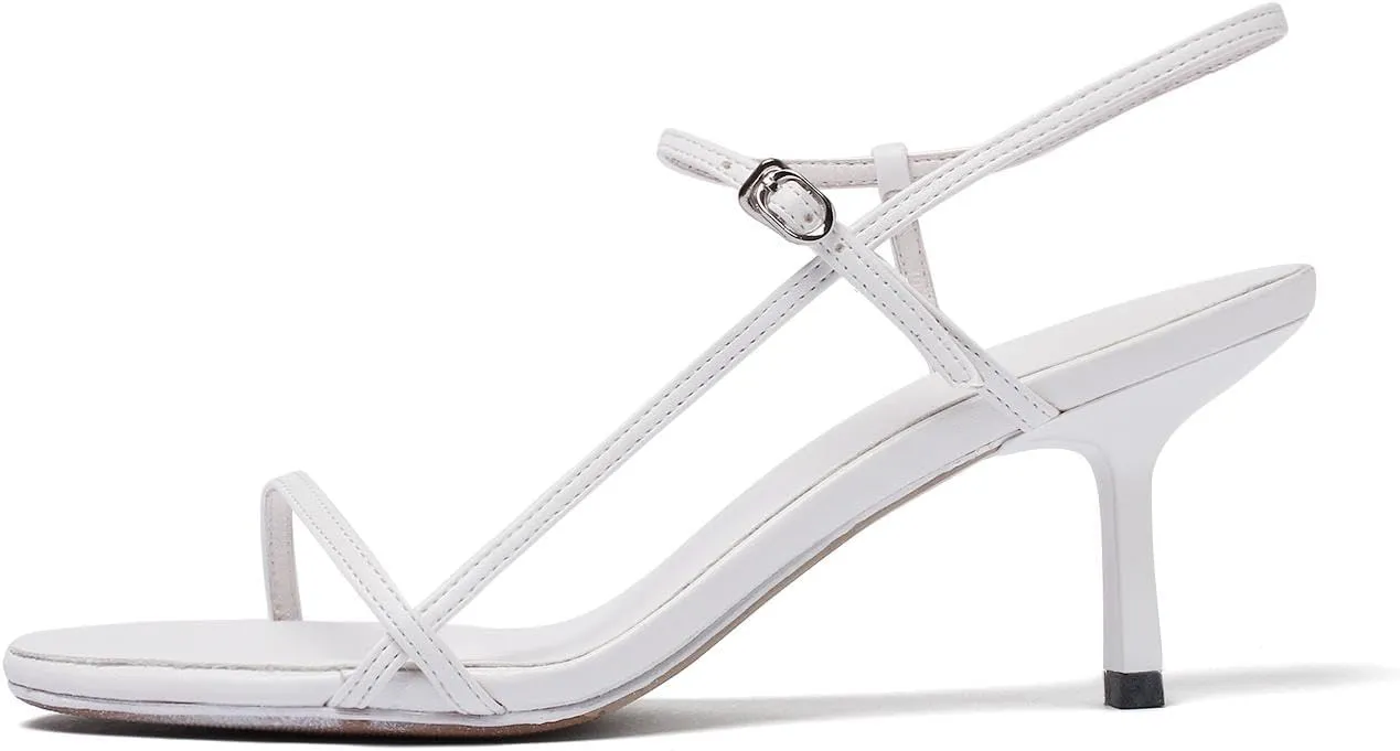 Women's Slingback Heeled Sandals Open Square Toe Strappy Kitten Heel Ankle Strap Stiletto High Heels Dressy Shoes