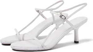 Women's Slingback Heeled Sandals Open Square Toe Strappy Kitten Heel Ankle Strap Stiletto High Heels Dressy Shoes
