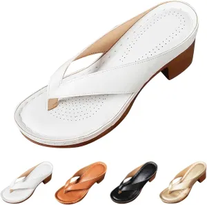 Women's Solid Color Summer Chunky Heel Sandals Slip On Open Toe Square Toe Comfortable Heeled Sandals Mules Wedges Heels For Women Long Walk Casual Shoes Dressy