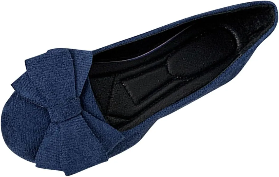 Womens Suede Ballet Flats Fashion Bowknot Flat Ballerine Shoes Classic Round Toe Comfort Slip-On Dress Ladies Shoes