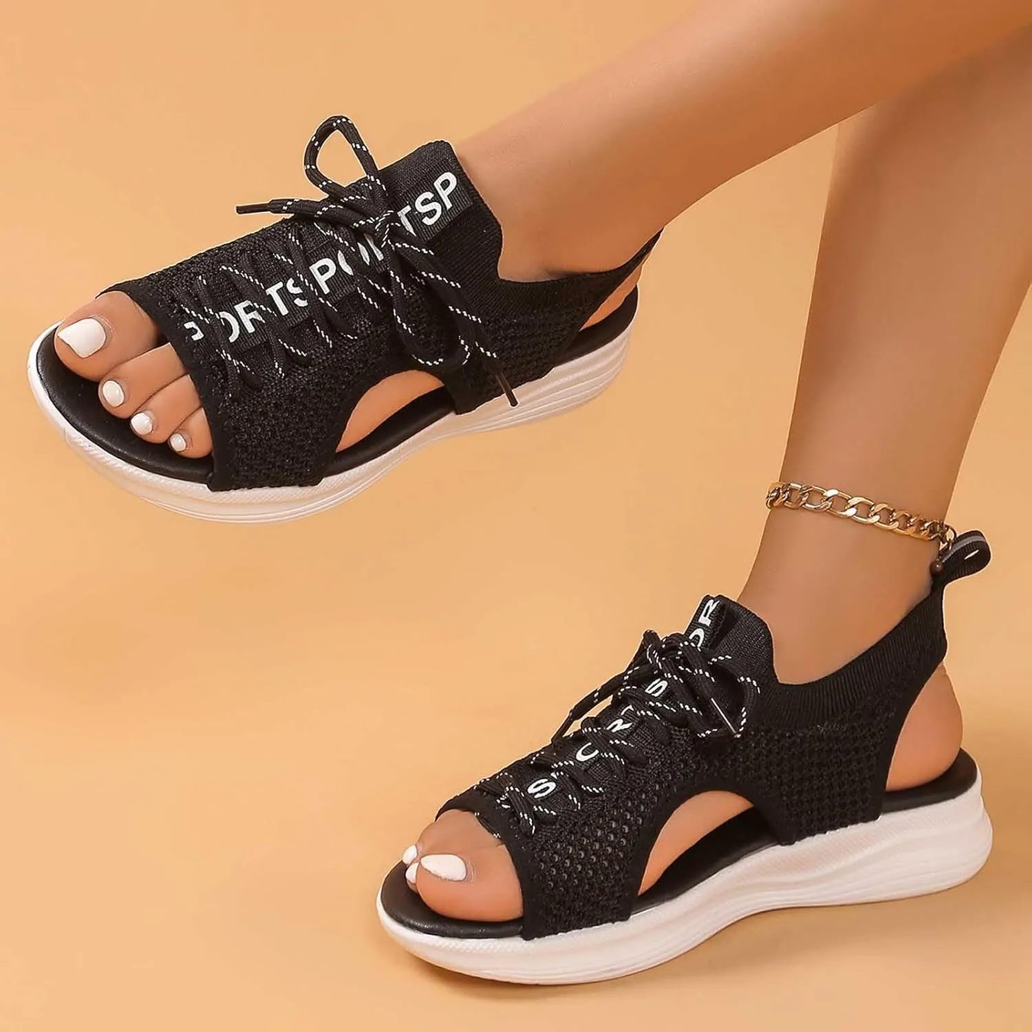 Women's Summer Fashion Cloth Breathable Open Toed Sandals Comfortable Platform Shoes Hike Sandal
