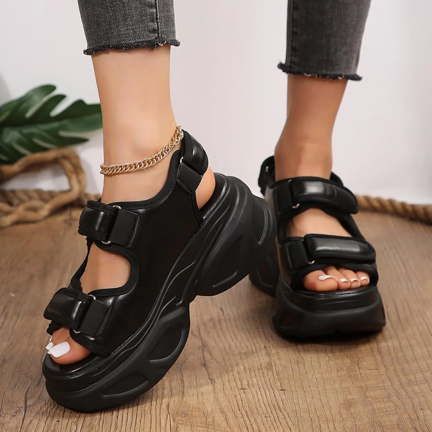 Women's Thick Bottom Sandals Outwear Open Toe Breathable Beach Thick Bottom Large Sandals for Women under 15