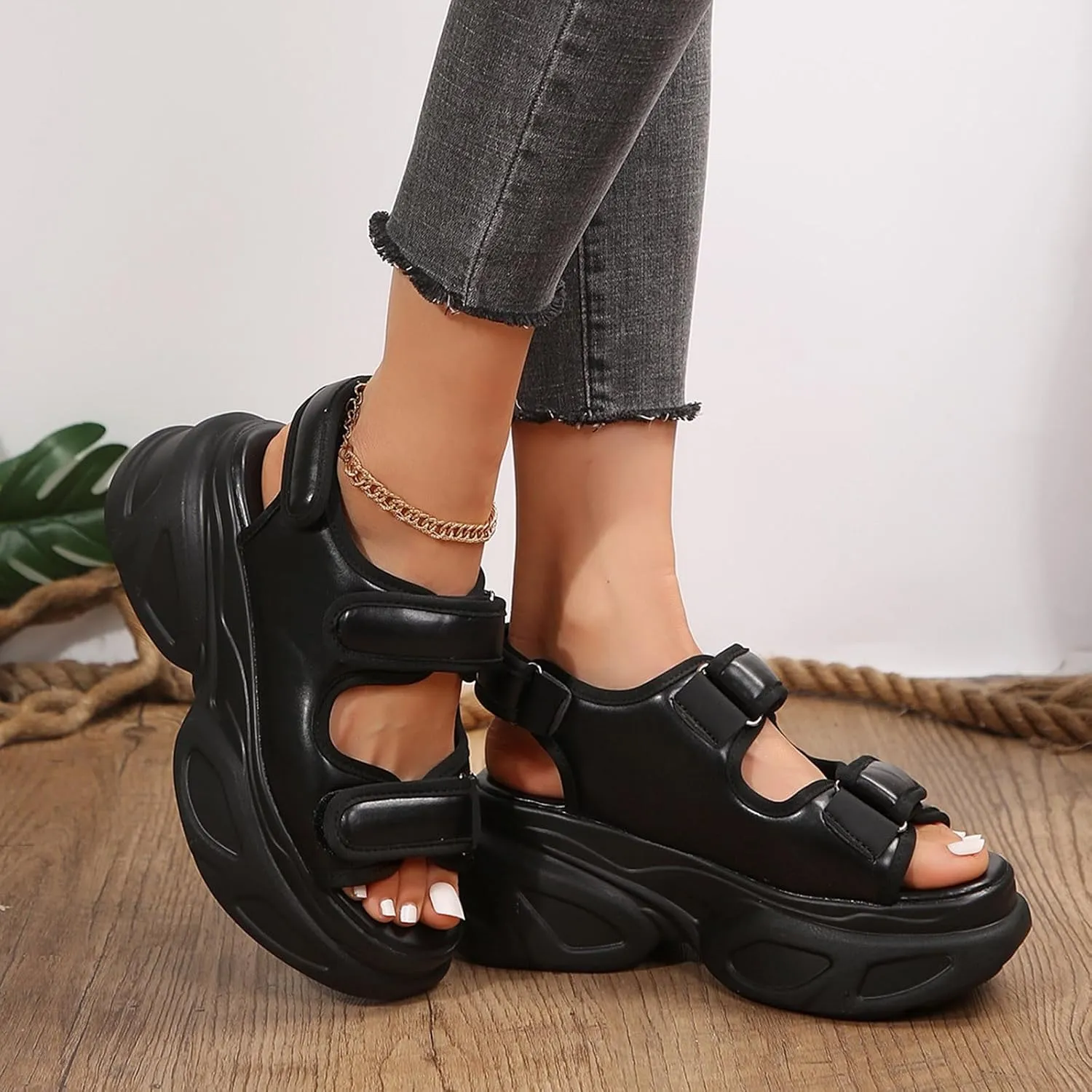 Women's Thick Bottom Sandals Outwear Open Toe Breathable Beach Thick Bottom Large Sandals for Women under 15