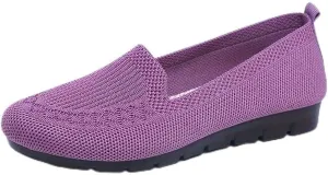Women's Trendy Solid Color Mesh Breathable Loafers Shoes, Flat Slip On Comfortable Flying Woven Shoes, Casual Versatile Wear Resistance Walking Shoes Mama Shoes