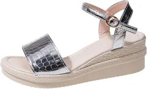 Women's Vacation Wedges Sandals Solid Color Slope Heel Sandals Beach Large Size Party Dress Women Strap