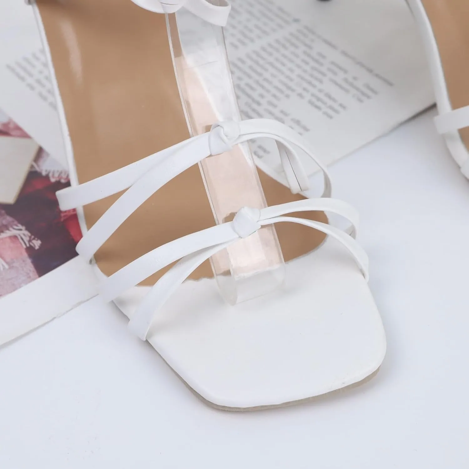 Women's Versatile Heel Sandals Sexy High Squared Heels Strap Sandals Summer Stilettos Square Toe Sandals Sandals Women 7