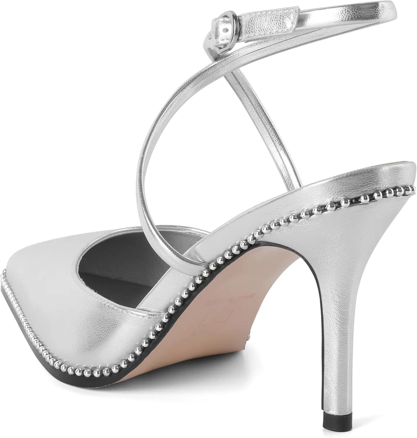 Zamikoo Sling Back High Heels Women Beaded Pointed Toe Crisscross Ankle Strap Stilettos Women Pumps