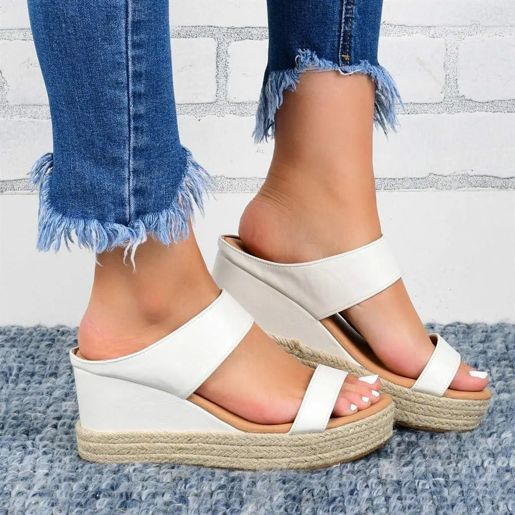 ZBYY Womens Espadrille Wedge Sandals Comfort Summer Espadrille Heel Platform Slide Sandals Open Toe Slip on Shoes