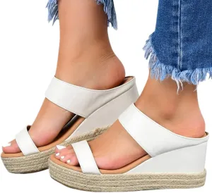 ZBYY Womens Espadrille Wedge Sandals Comfort Summer Espadrille Heel Platform Slide Sandals Open Toe Slip on Shoes