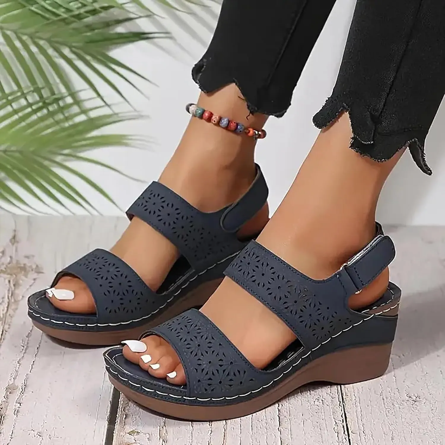 ZSpzx Summer Sandals For Women 2025,Women's Heeled Open Toe Slip On Block Womens Chunky Mid Heels Ankle Strap Sandal Hollow Out Slippers Casual Comfortable Adjustable Walking Shoes for Daily Wear