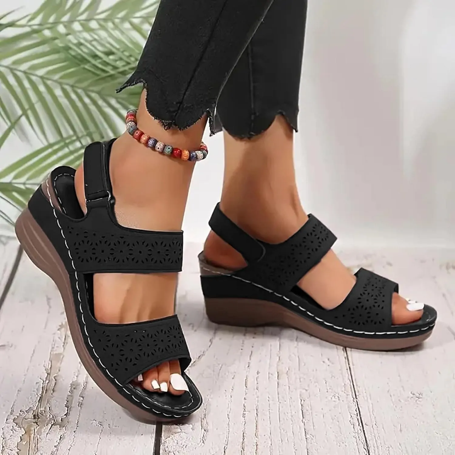 ZSpzx Summer Sandals For Women 2025,Women's Heeled Open Toe Slip On Block Womens Chunky Mid Heels Ankle Strap Sandal Hollow Out Slippers Casual Comfortable Adjustable Walking Shoes for Daily Wear
