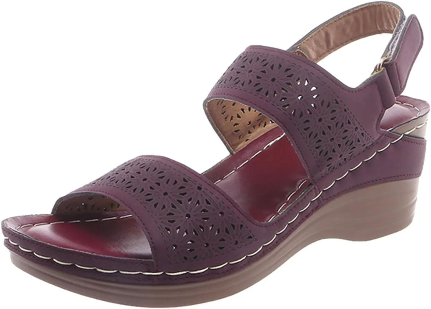 ZSpzx Summer Sandals For Women 2025,Women's Heeled Open Toe Slip On Block Womens Chunky Mid Heels Ankle Strap Sandal Hollow Out Slippers Casual Comfortable Adjustable Walking Shoes for Daily Wear