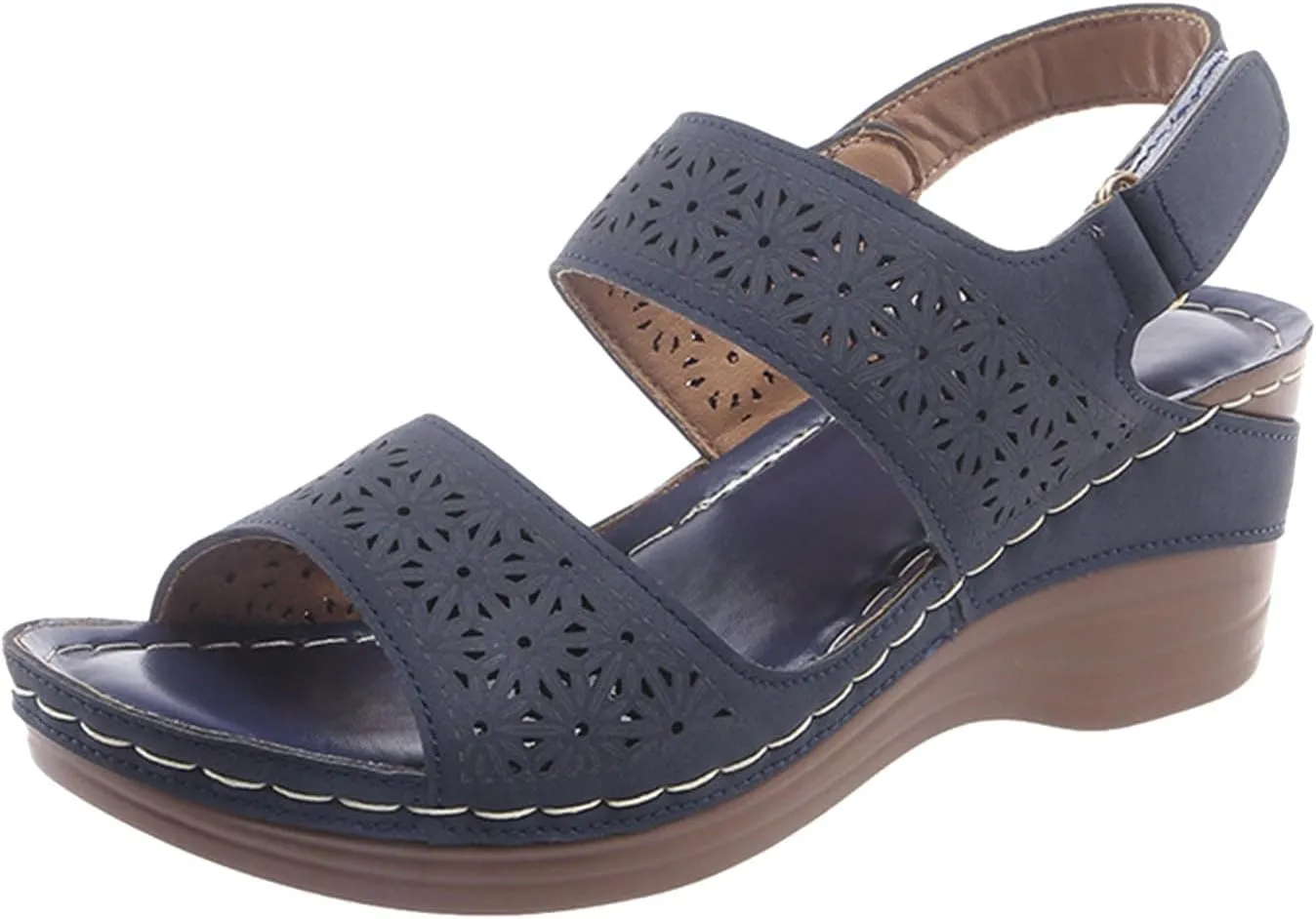 ZSpzx Summer Sandals For Women 2025,Women's Heeled Open Toe Slip On Block Womens Chunky Mid Heels Ankle Strap Sandal Hollow Out Slippers Casual Comfortable Adjustable Walking Shoes for Daily Wear