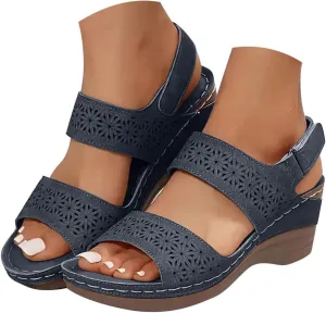 ZSpzx Summer Sandals For Women 2025,Women's Heeled Open Toe Slip On Block Womens Chunky Mid Heels Ankle Strap Sandal Hollow Out Slippers Casual Comfortable Adjustable Walking Shoes for Daily Wear
