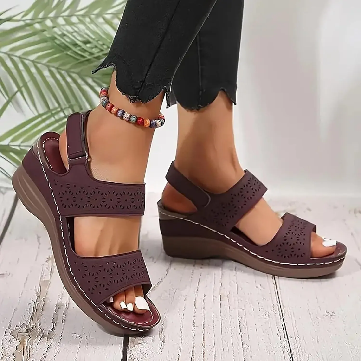 ZSpzx Summer Sandals For Women 2025,Women's Heeled Open Toe Slip On Block Womens Chunky Mid Heels Ankle Strap Sandal Hollow Out Slippers Casual Comfortable Adjustable Walking Shoes for Daily Wear